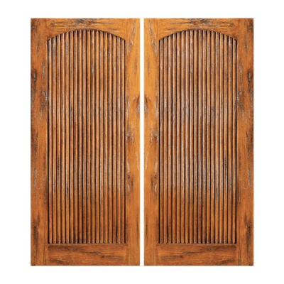1-Panel Unique Knotty Alder Exterior Double Door Slabs – SW 60 Alder – with Distressed Finish Option