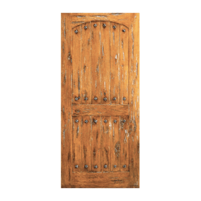 2-Panel Unique Knotty Alder Exterior Single Door Slab – SW 62 Alder – with Distressed Finish Option