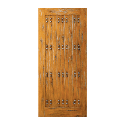1-Panel Unique Knotty Alder Exterior Single Door Slab – SW 63 Alder – with Distressed Finish Option