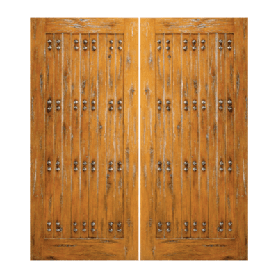 1-Panel Unique Knotty Alder Exterior Double Door – SW 63 Alder – with Distressed Finish Option