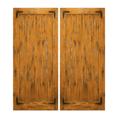 1-Panel Unique Knotty Alder Exterior Double Door Slabs – SW 69 Alder – with Distressed Finish Option