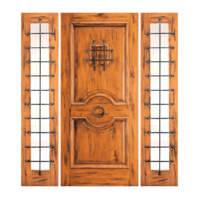 2-Panel Unique Knotty Alder Exterior Sidelite Door Slabs – SW 81 Alder w/ SW 50 SL – with Operable Speakeasy