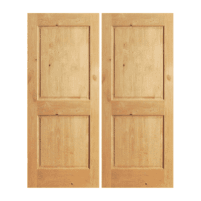 2-Panel Classic Knotty Alder Exterior Double Door Slabs – SW 97 Alder