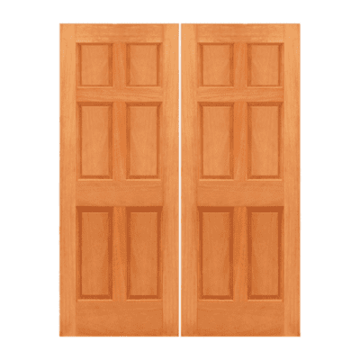 6-Panel Classic Mahogany Exterior Double Door Slabs – 6-Panel