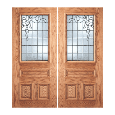 1-Lite over 3-Panel Classic Mahogany Exterior Double Door Slabs – V Savannah