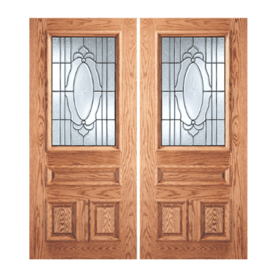 1-Lite over 3-Panel Classic Mahogany Exterior Double Door Slabs – W Nantucket