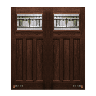 Exterior Mahogany Craftsman Double Door – 1-Lite over 3-Panel 6’8″ Specialty w/ Addison Panel