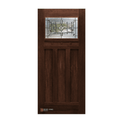 1-Lite over 3-Panel Craftsman Mahogany Exterior Single Door Slab – Elmwood Glass – 6’8″