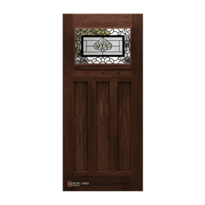 1-Lite over 3-Panel Craftsman Mahogany Exterior Single Door Slab – Geneva Glass – 6’8″