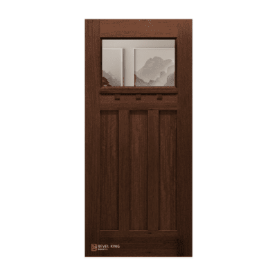 1-Lite over 3-Panel Craftsman Mahogany Exterior Single Door Slab – 6’8″