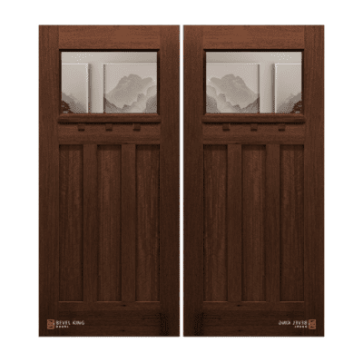 1-Lite over 3-Panel Craftsman Mahogany Exterior Double Door Slabs – 6’8″