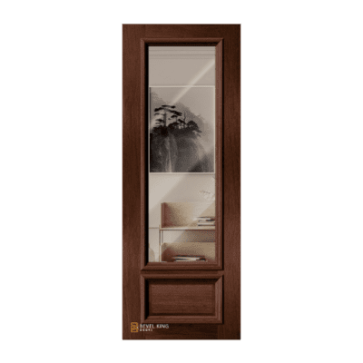 1-Lite over 1-Panel Farmhouse Mahogany Exterior Single Door – 3/4-Lite w/ Clear Glass – 8’0″