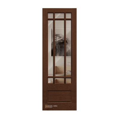 9-Lite over 1-Panel Farmhouse Mahogany Exterior Single Door Slab – True Divided Lite – 8’0″