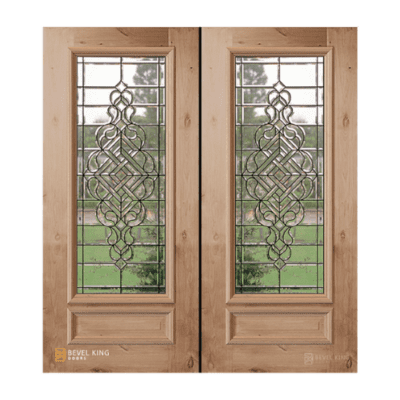 1-Lite over 1-Panel Classic Knotty Alder Exterior Double Door Slabs – Manchester 3/4 Lite 6’8″