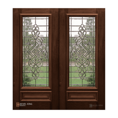 1-Lite over 1-Panel Classic Mahogany Exterior Double Door Slabs – Manchester 3/4 Lite 6’8″