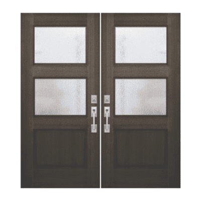 2-Lite over 1-Panel Classic Mahogany Exterior Double Door Slabs – Continental True Divided Lite