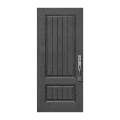 2-Panel Unique Stainable Fiberglass Exterior Single Door Slab – V-Groove Mahogany Grain