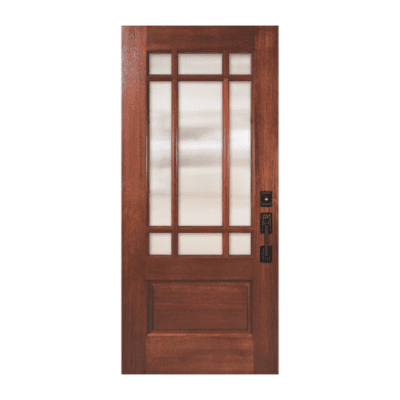 9-Lite over 1-Panel Farmhouse Mahogany Exterior Single Door Slab – 2/3 Marginal Simulated Divided Lite