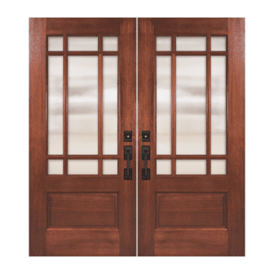 9-Lite over 1-Panel Farmhouse Mahogany Exterior Double Door Slabs – 2/3 Marginal Simulated Divided Lite
