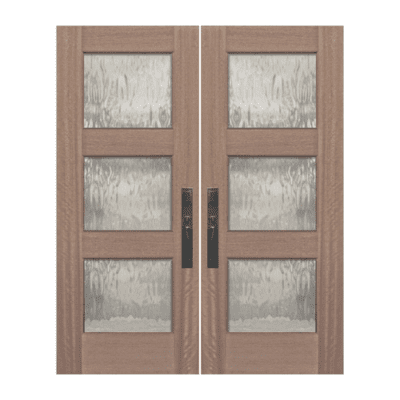 3-Lite Classic Mahogany Exterior Double Door Slabs – Continental True Divided Lite