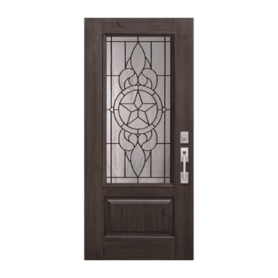 1-Lite over 1 Panel Classic Stainable Fiberglass Exterior Single Door Slab – Brazos Decorative Glass