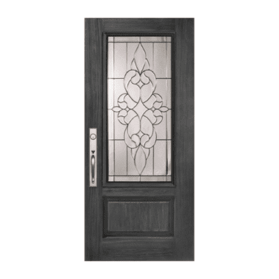 1-Lite over 1 Panel Classic Stainable Fiberglass Exterior Single Door Slab – Courtland Decorative Glass