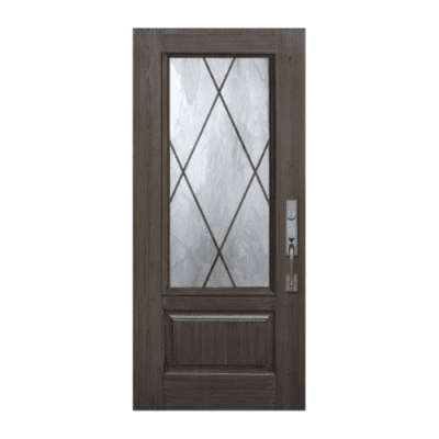 1-Lite over 1 Panel Classic Stainable Fiberglass Exterior Single Door Slab – Sandringham Decorative Glass