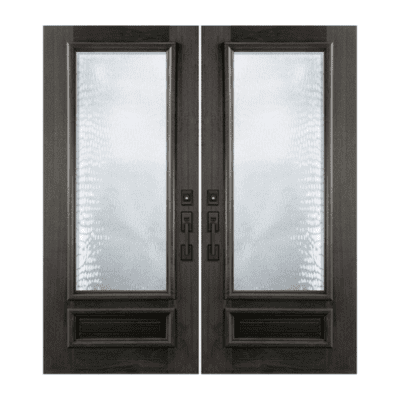 1-Lite over 1-Panel Farmhouse Mahogany Exterior Double Door Slabs – 3/4 Lite