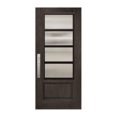 1-Lite over 1-Panel Unique Stainable Fiberglass Exterior Single Door Slab – 3/4 Lite – Urban Steel Grille