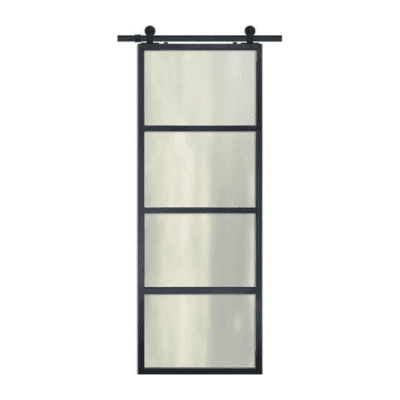 4-Lite Midcentury Modern Aluminum Interior Barn Door Slab – Contemporary Metal Door