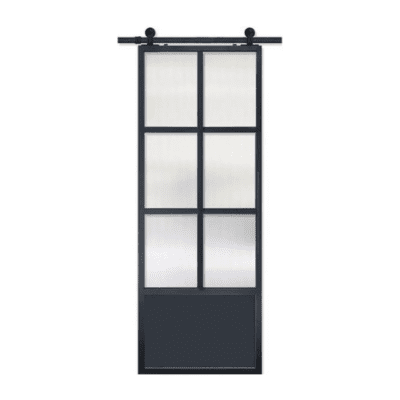 6-Lite over 1-Panel Midcentury Modern Aluminum Interior Barn Door Slab – Contemporary Metal Door