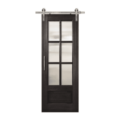 6-Lite over 1-Panel Farmhouse Mahogany Interior Barn Door Slab – Simulated Divided Lite – 8’0′
