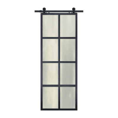 8-Lite Midcentury Modern Aluminum Interior Barn Door Slab – Contemporary Metal Door