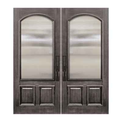 1-Lite over 2-Panel Farmhouse Mahogany Exterior Double Door Slabs – Arch Lite DoorCraft