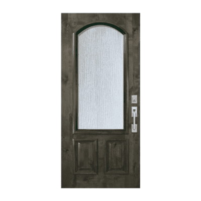 1-Lite over 2-Panel Farmhouse Knotty Alder Exterior Single Door Slab – Arch Lite Estancia Knotty Alder