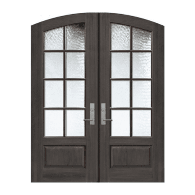 8-Lite over 1-Panel Farmhouse Mahogany Exterior Double Door Slabs – Simulated Divided Lite – Arch Top