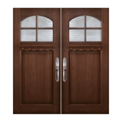 4-Lite over 1-Panel Craftsman Mahogany Exterior Double Door Slabs – Bungalow Simulated Divided Lite