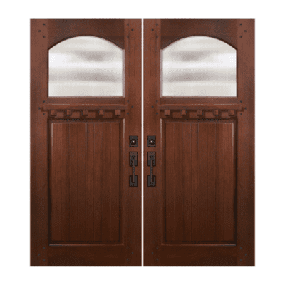 1-Lite over 1-Panel Craftsman Mahogany Exterior Double Door Slabs – Bungalow Arch Lite