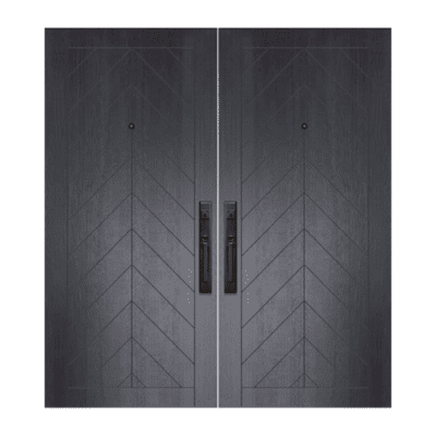 Midcentury Modern Mahogany Exterior Double Door Slabs – Chevron Mahogany Solid Contemporary
