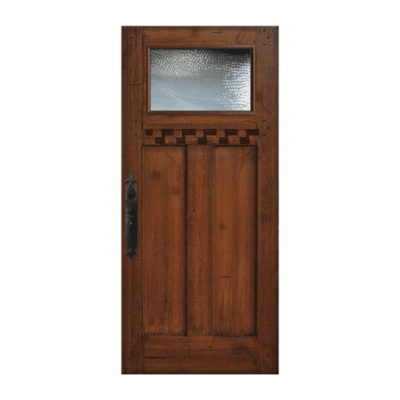 1-Lite over 2-Panel Craftsman Stainable Fiberglass Single Door Slab – Mahogany Grain