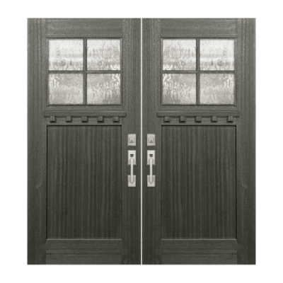 4-Lite over 1-Panel Craftsman Mahogany Exterior Double Door Slabs – Simulated Divided Lite