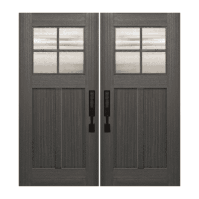 4-Lite over 2-Panel Craftsman Mahogany Exterior Double Door Slabs – Simulated Divided Lite