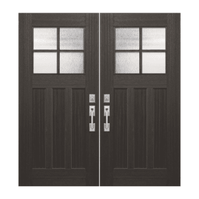4-Lite over 3-Panel Craftsman Mahogany Exterior Double Door Slabs – Simulated Divided Lite