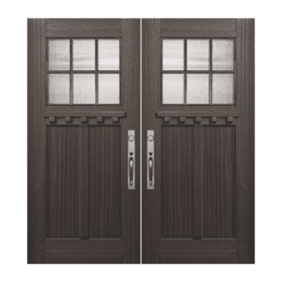 6-Lite over 2-Panel Craftsman Mahogany Exterior Double Door Slabs – Simulated Divided Lite
