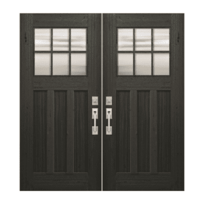 6-Lite over 3-Panel Craftsman Mahogany Exterior Double Door Slabs – Simulated Divided Lite
