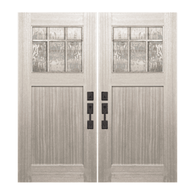 6-Lite over 1-Panel Craftsman Mahogany Exterior Double Door Slabs – Marginal Simulated Divided Lite