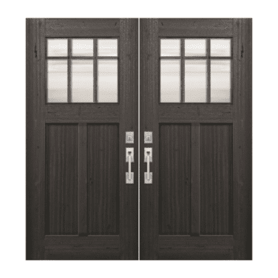 6-Lite over 2-Panel Craftsman Mahogany Exterior Double Door Slabs – Marginal Simulated Divided Lite