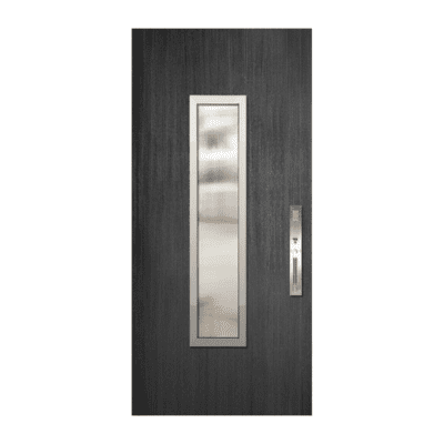 1-Lite Midcentury Modern Stainable Fiberglass Exterior Single Door Slab – Modern/Contemporary Malibu