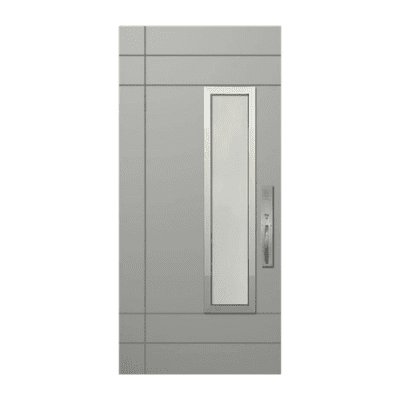 1-Lite Midcentury Modern Stainable Fiberglass Exterior Single Door Slab – Modern/Contemporary Santa Barbara
