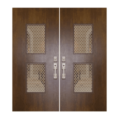 2-Lite Midcentury Modern Mahogany Exterior Double Door Slabs – Newport Mahogany & Glass Contemporary